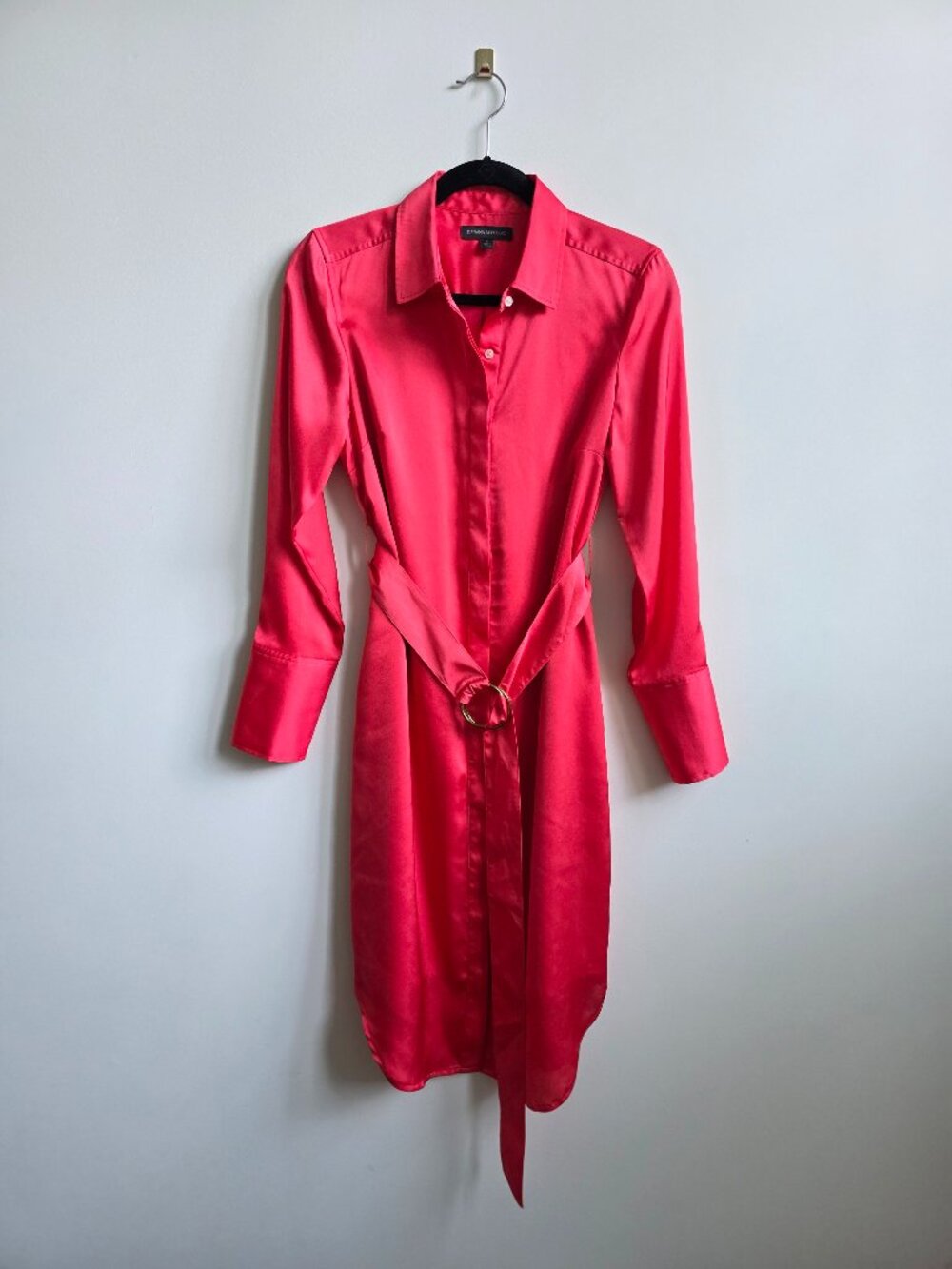 Banana Republic Bright Pink Tie-Waist Shirtdress, Size Small